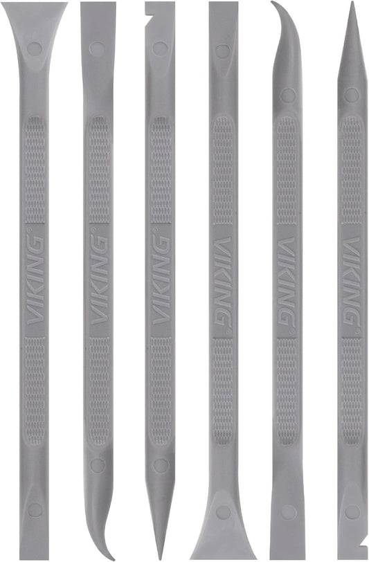 VIKING Car Detailing Pick Set for Car Detailing Kit, Safe Automotive Tool Set for Cleaning, Plastic Picks with 6 Cleaning Heads, Interior and Exterior Use, 6 Pack, Grey