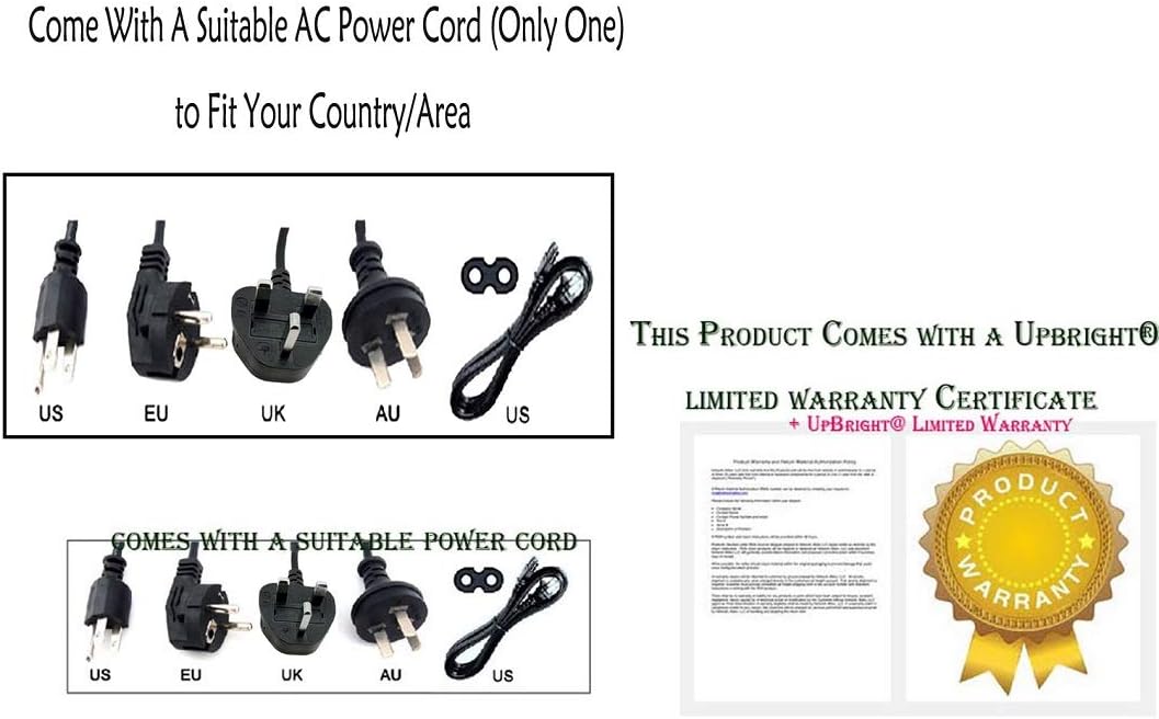UpBright AC In Charging Power Cord Cable Compatible with Schumacher ProSeries DSR PSJ-2212 PSJ-3612 PSJ-1812 PSJ-4424 Jump Starter IP-70NC Matco Tools PS2200JS ATD ON The GO ATD-5922 ATD-5926 ATD-5925