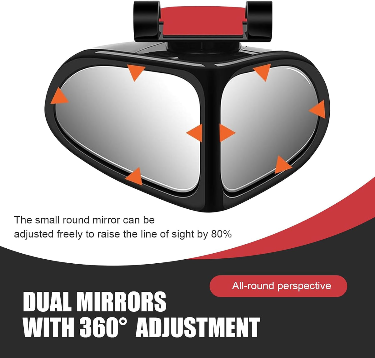 2 PCS Car Blind Spot Mirror, 360 Degree Adjustable Wide Angle Mirror, Double-sided Large Field HD Glass Auxiliary for Free Reversing, Self-adhesive Waterproof Specular Accessories (Black)