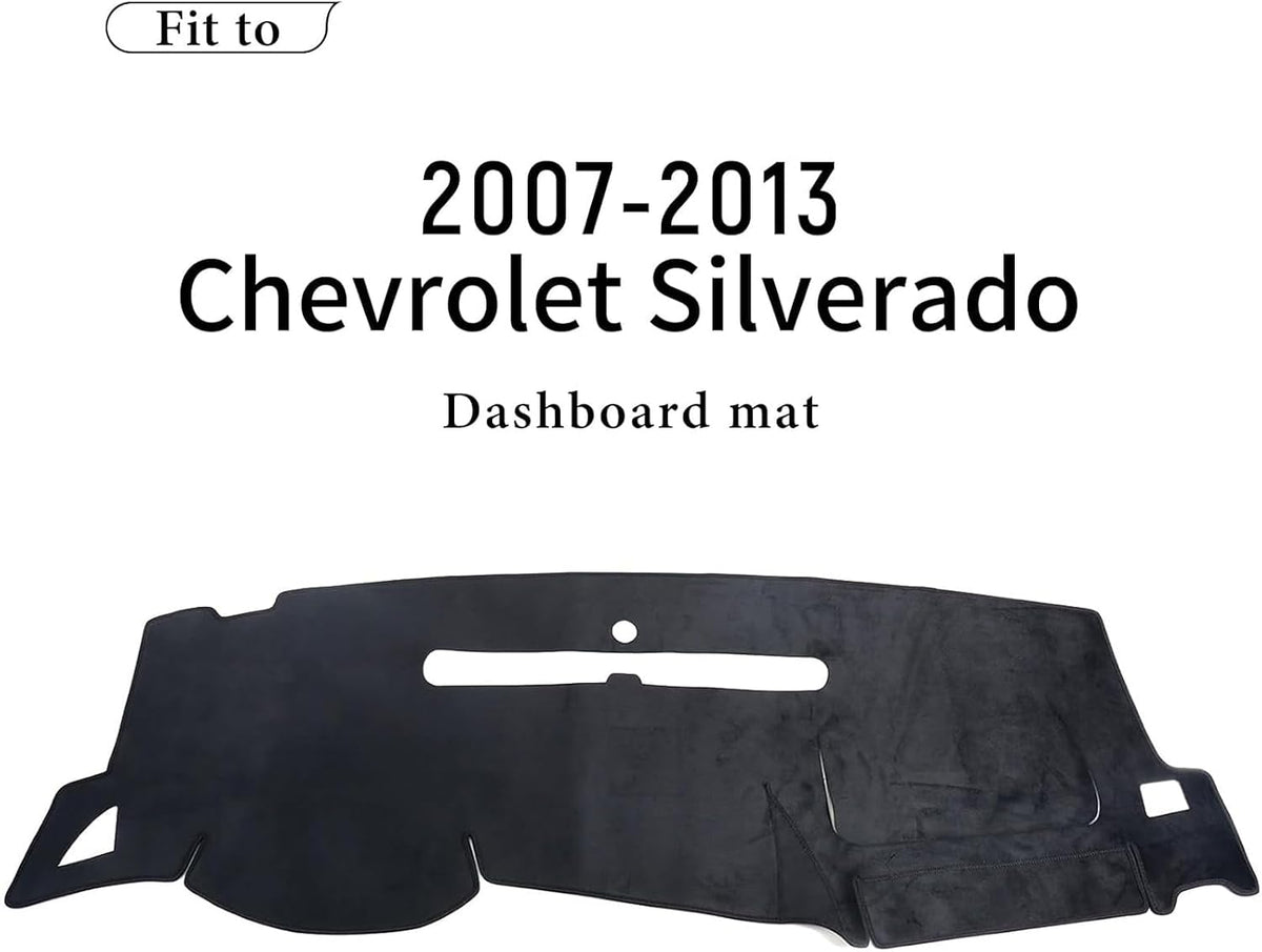 Dash Cover for Chevy Silverado 2007-2013 Accessories Dashboard Cover Mat for GMC Sierra SL/SLE/WT 2007-2013 Models with Two Glove Boxes Flannel Dash Board Protector Pad