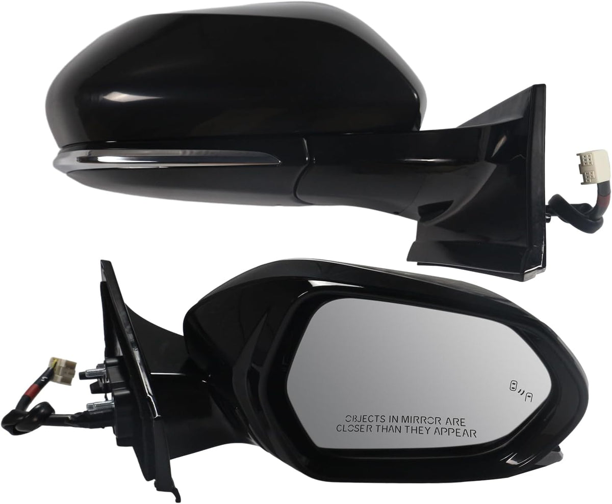 Side Mirror Right Passenger Side Car Door Mirror for TOYOTA PRIUS 2016-2024,POWER Adjustable HEATED Glass ReplaceTO1321357 8791047420 BLIND SPOT MONITOR,Manual Folding BLACK(RH)- 6 Wires