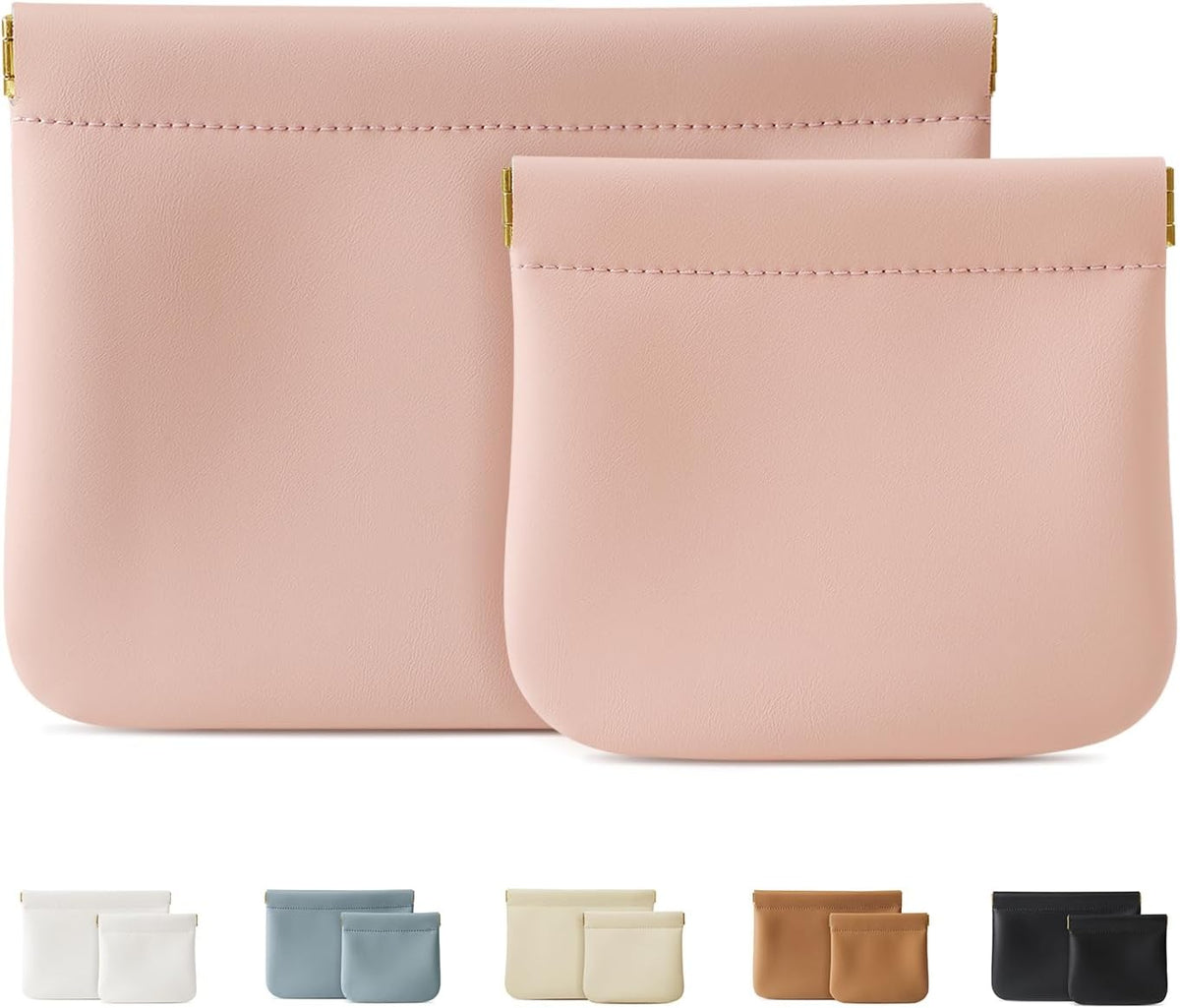 2 Pack Small Makeup Bag for Purse, Cosmetic Travel Pouch, Pink