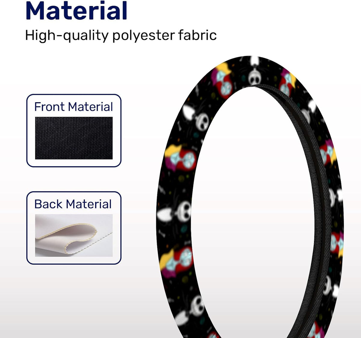 GENANY Gothic Skeleton Halloween Steering Wheel Cover for Car 14-17 Inch