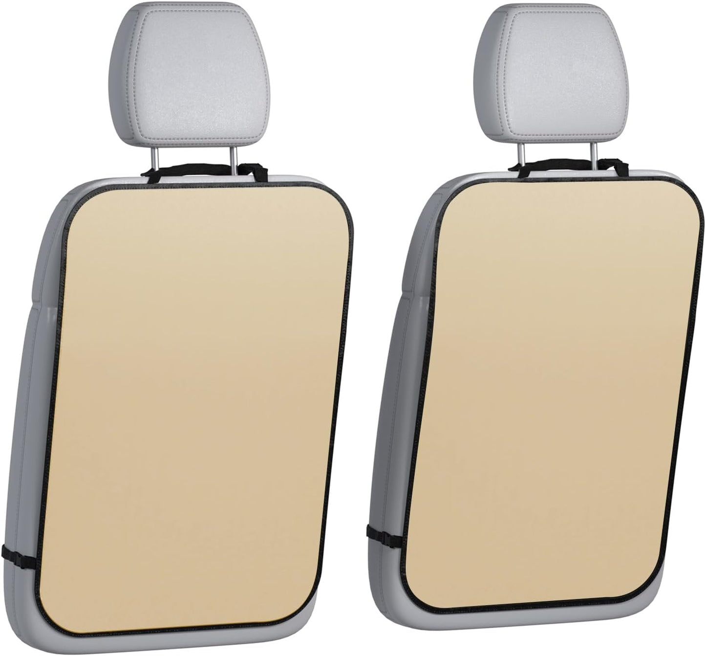 lebogner Back Seat Cover for Kids, 2 Pack Kick Mats Backseat Protector, Car Interior Travel Accessories Waterproof Kick Guard for Vehicles to Protect from Dirt, Mud & Scratches of Kids Feet, Beige