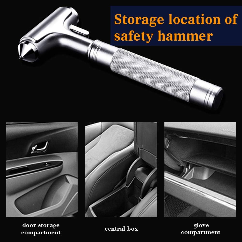 All Metal Safety Hammer with Window Breaker and Seatbelt Cutter - 3-in-1 Emergency Escape Tool for Car, Heavy-Duty Aluminum Alloy Car Accessories for Men, Essential for Emergency Car Kit (1pc)