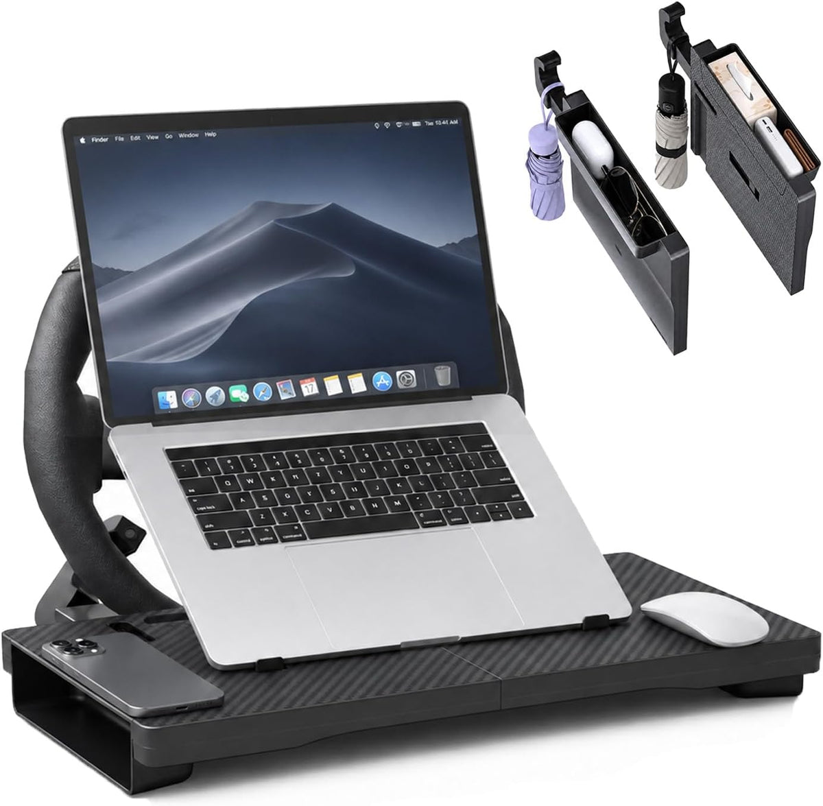 2 in 1 Steering Wheel Tray for Laptop & Eating, Adjustable Car Food Tray