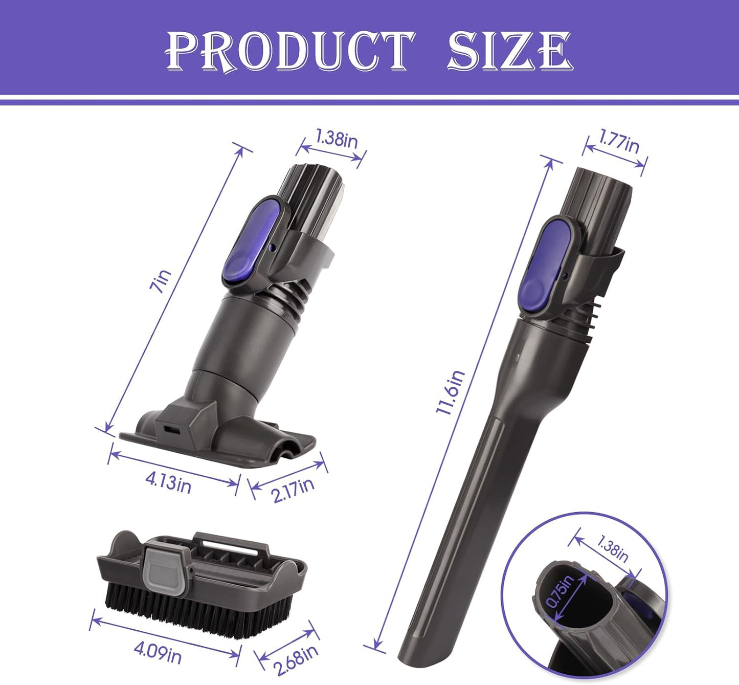 Vacuum Crevice Tool Brush Replacement Parts Compatible with Shark Pet Cordless Stick IX141 IZ162H IZ163H IZ362H IZ562H IZ140 IZ142 UZ145 Removable two-in-one Tool Brush Attachments for D-Shaped Vacuum