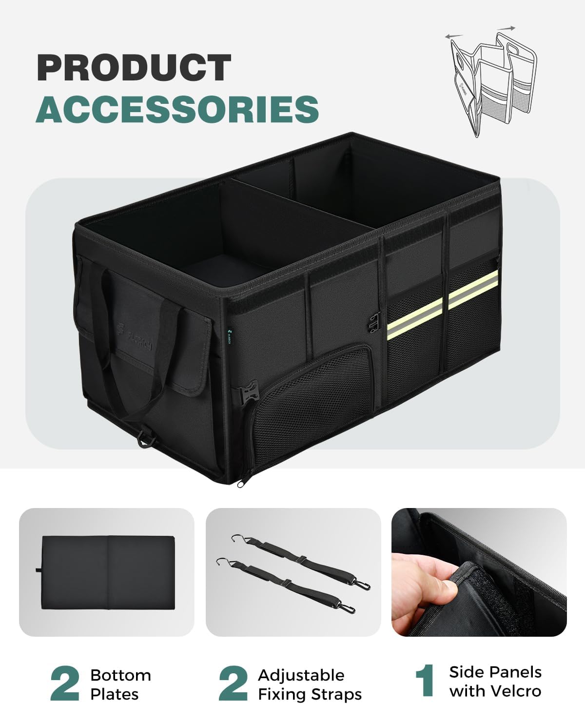 FLORICH Trunk Organizer with Breathable Shoe Storage for Suv, Waterproof Car Organizers Collapsible, Large Trunk Organizer Back Seat Storage for Car