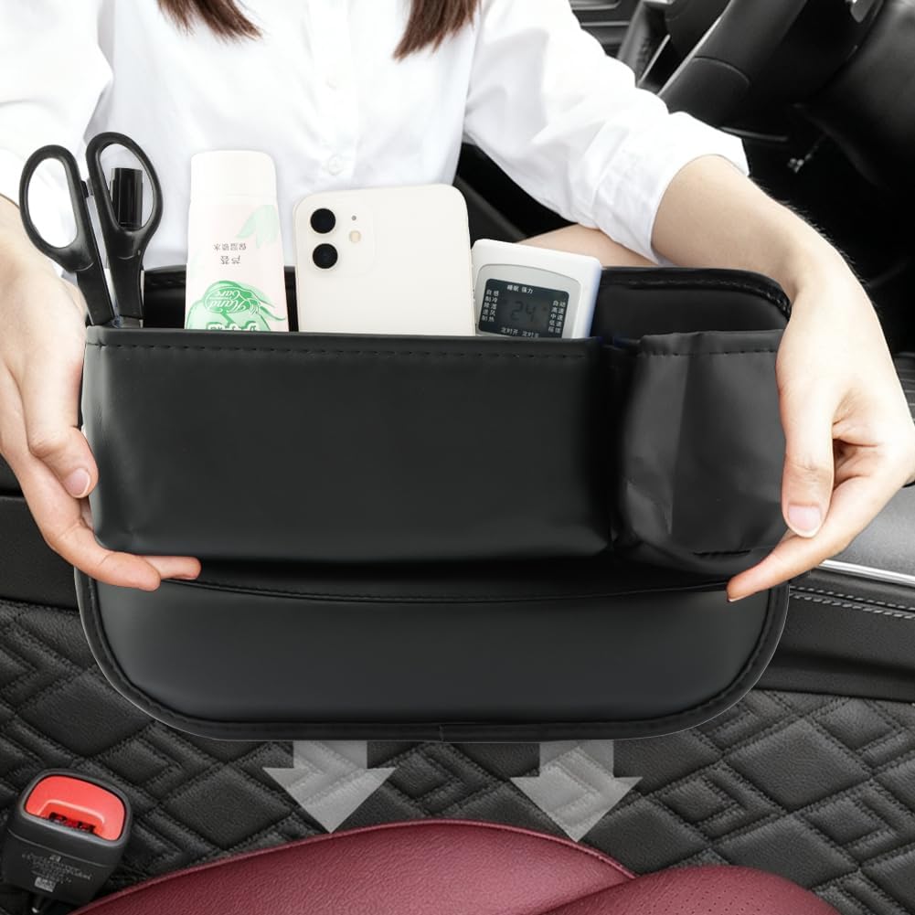 2‑Pack Anti‑Drop Car Seat Gap Filler Organizer, Leather Console Organizer