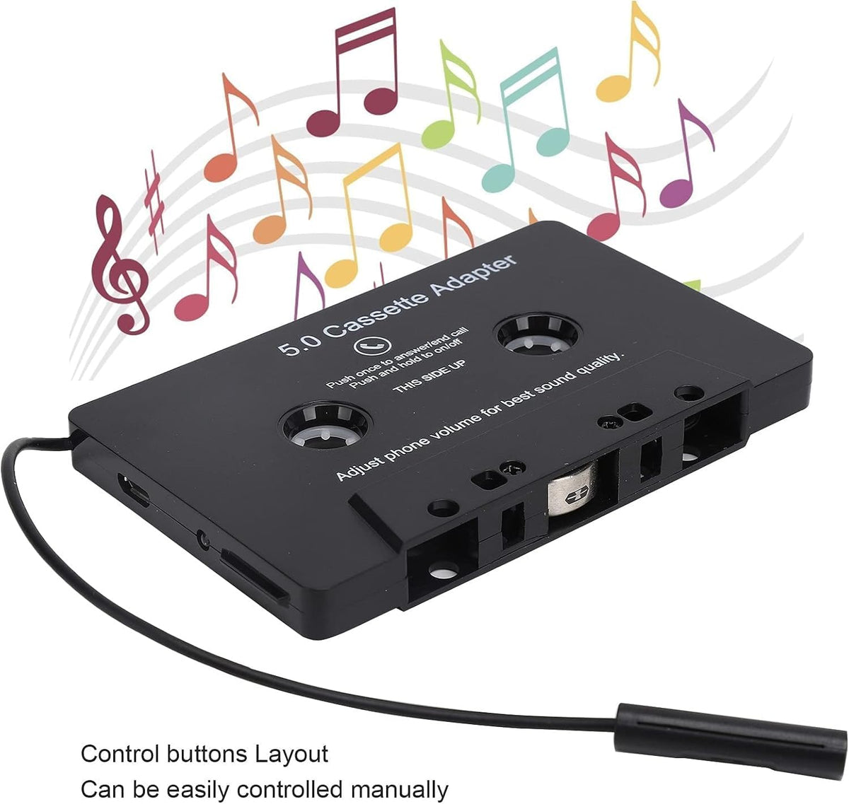 Car Audio Bluetooth 5.0 Cassette Receiver, Cassette Bluetooth Adapter for Car Tape Player, Wireless Cassette Aux Adapter with Hands-Free Calling, Universal Compatibility for Smartphones, Tablets