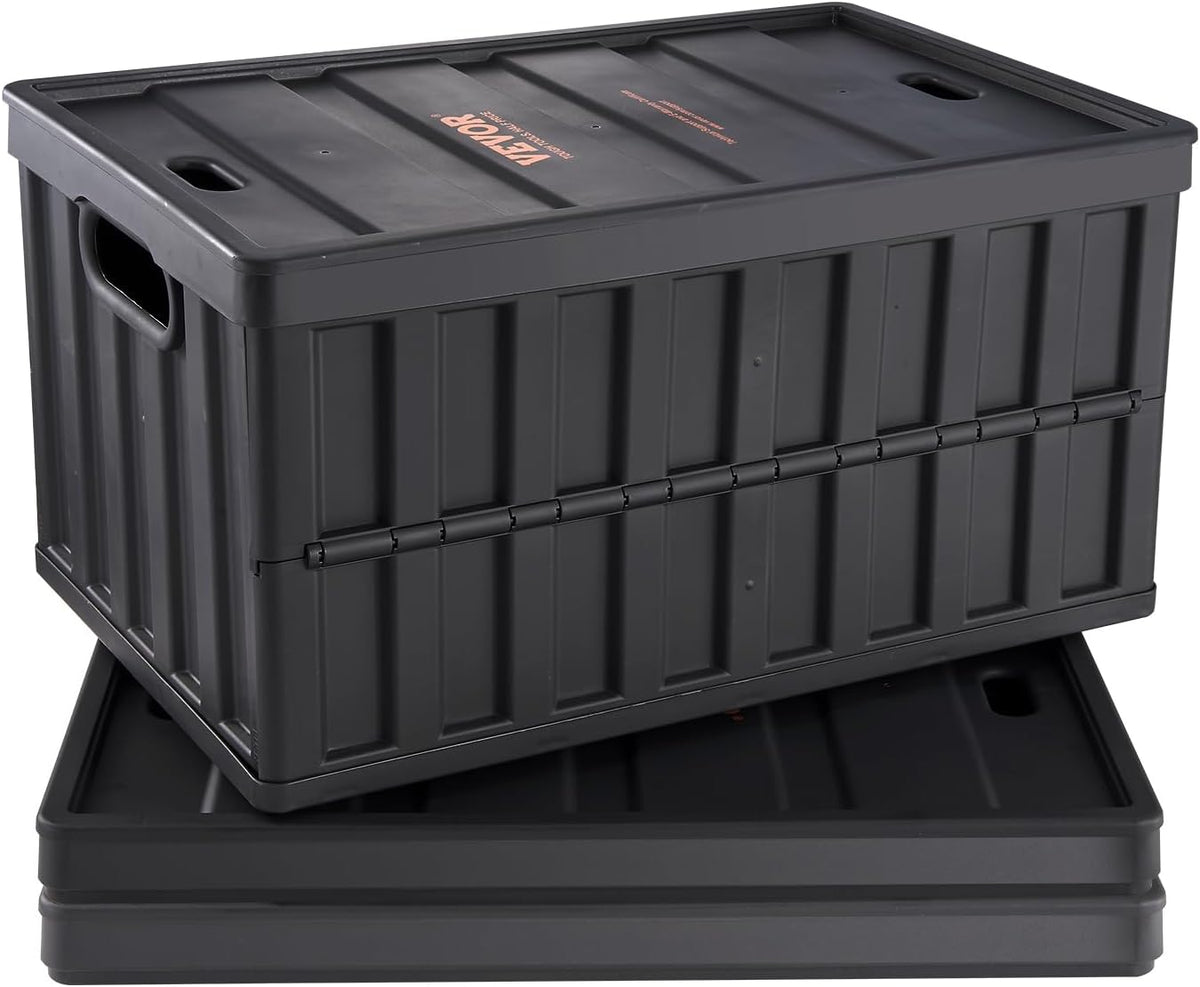VEVOR 65L Collapsible Storage Bins with Lids 3 Packs, Stackable Crates