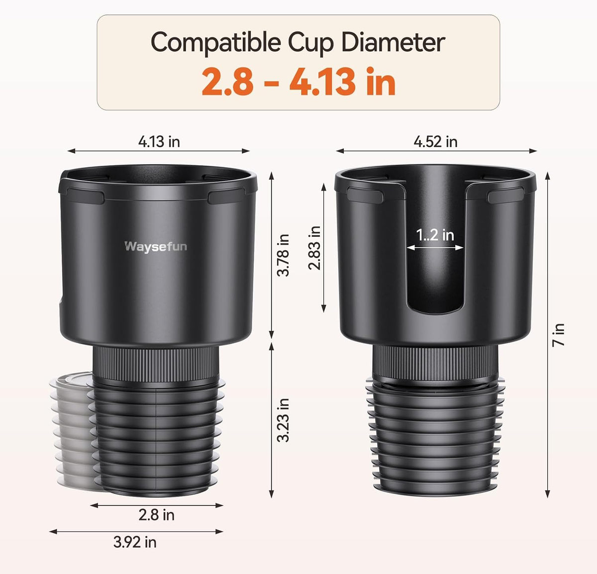 Car Cup Holder Expander for Large Water Bottles, Quick Install Cup Holder Extender for Car, Offset Base, Non Slip Adapter Compatible with Owala Stanley Yeti Hydro Flask 18-64 oz