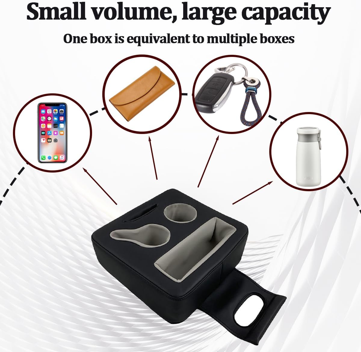 Car Back Seat Cup Holder, Leather Non-Slip Vehicle Rear Seat Drinks Tray Storage Organizer, Automotive Backseat Cup Holder Tray Expander, Universal for SUV Automobile Truck