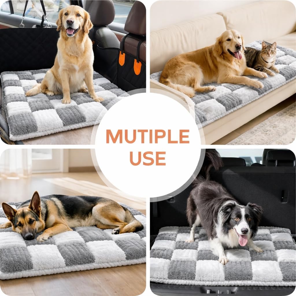 Dog Bed for Car Back Seat, Backseat Dog Bed Fit for Backseat Extenders, Nonslip Soft Durable for Car, Travel and Road Trip (White 24.5" x 51")