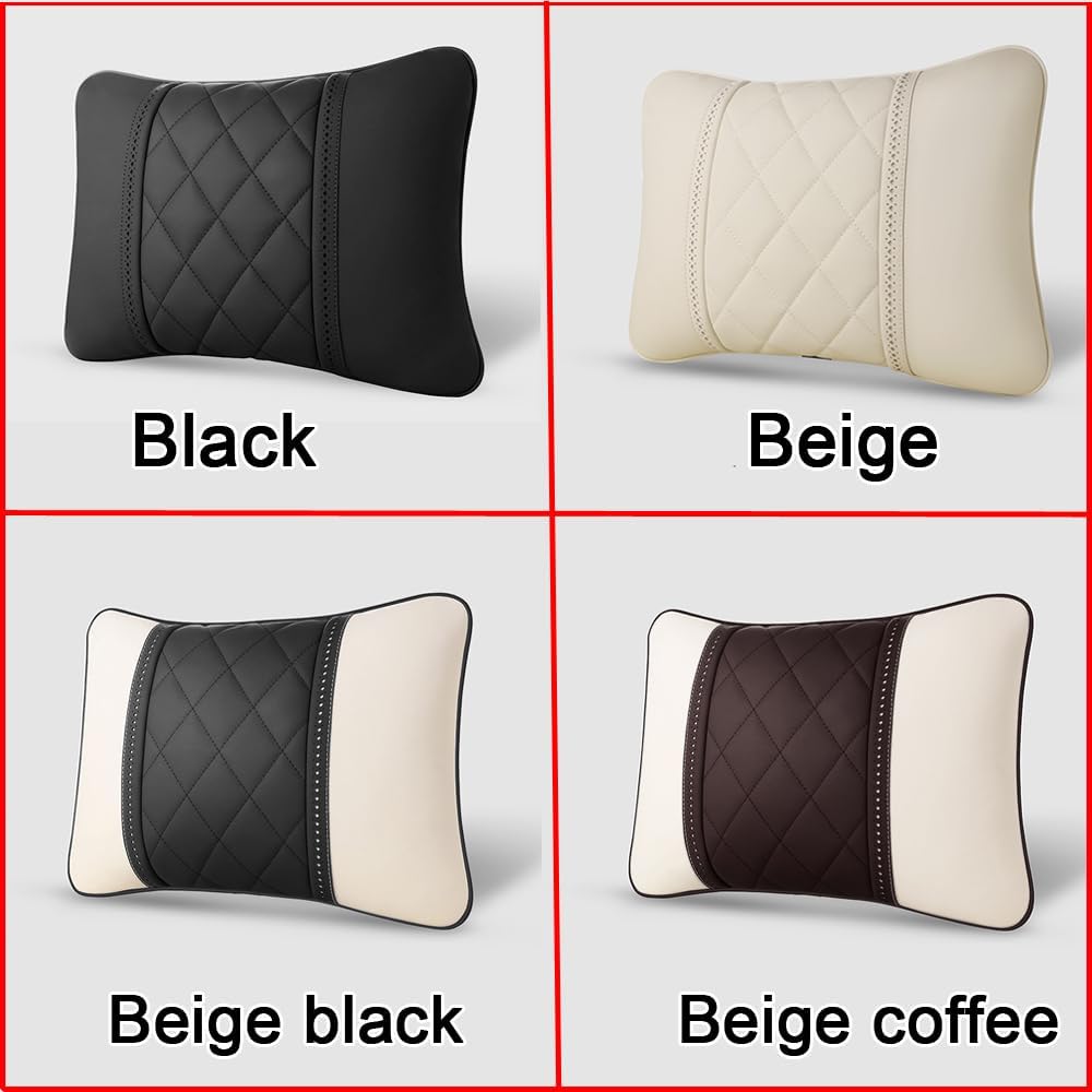 Car Pillows Napa Leather Car Seat Rest Cushion Car Lumbar Pillow for Mercedes Benz Maybach S-Class Lumbar Support Pillow car Accessories（Beige）