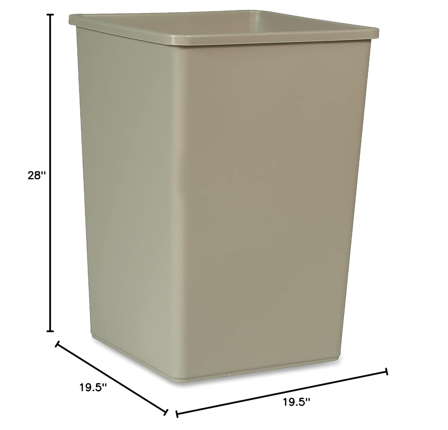 Rubbermaid Commercial Products Untouchable 35 Gal Square Container Gray for Offices/Mailrooms/Classrooms/Areas of High Waste Generation