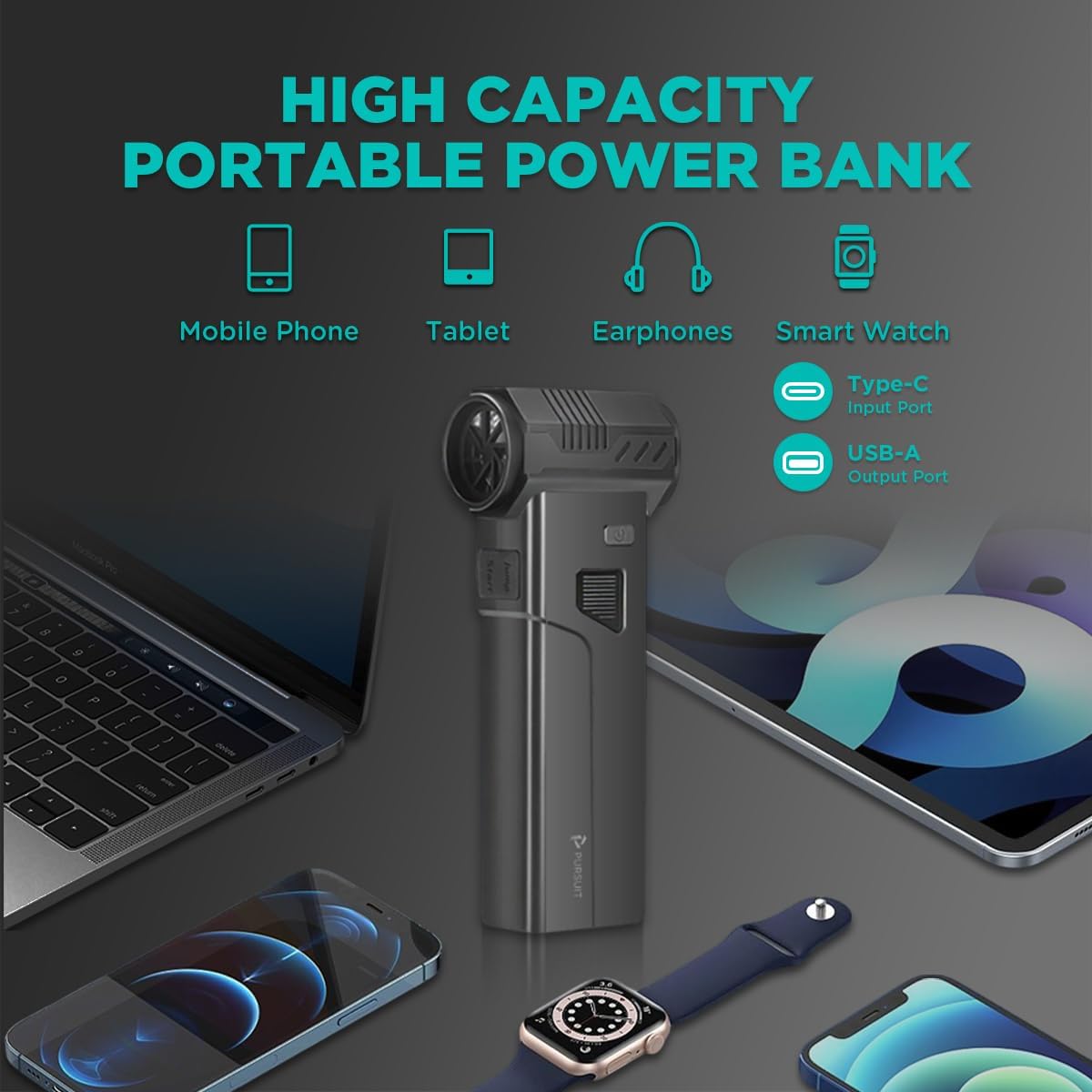 5-in-1 Jump Starter with Air Duster, Portable Vacuum, 2000A Car Battery Booster, Air Inflator/Deflator, 8000mAh Power Bank - 130000RPM Blower Fan Multi-Function Emergency Tool for Car & Outdoor Use