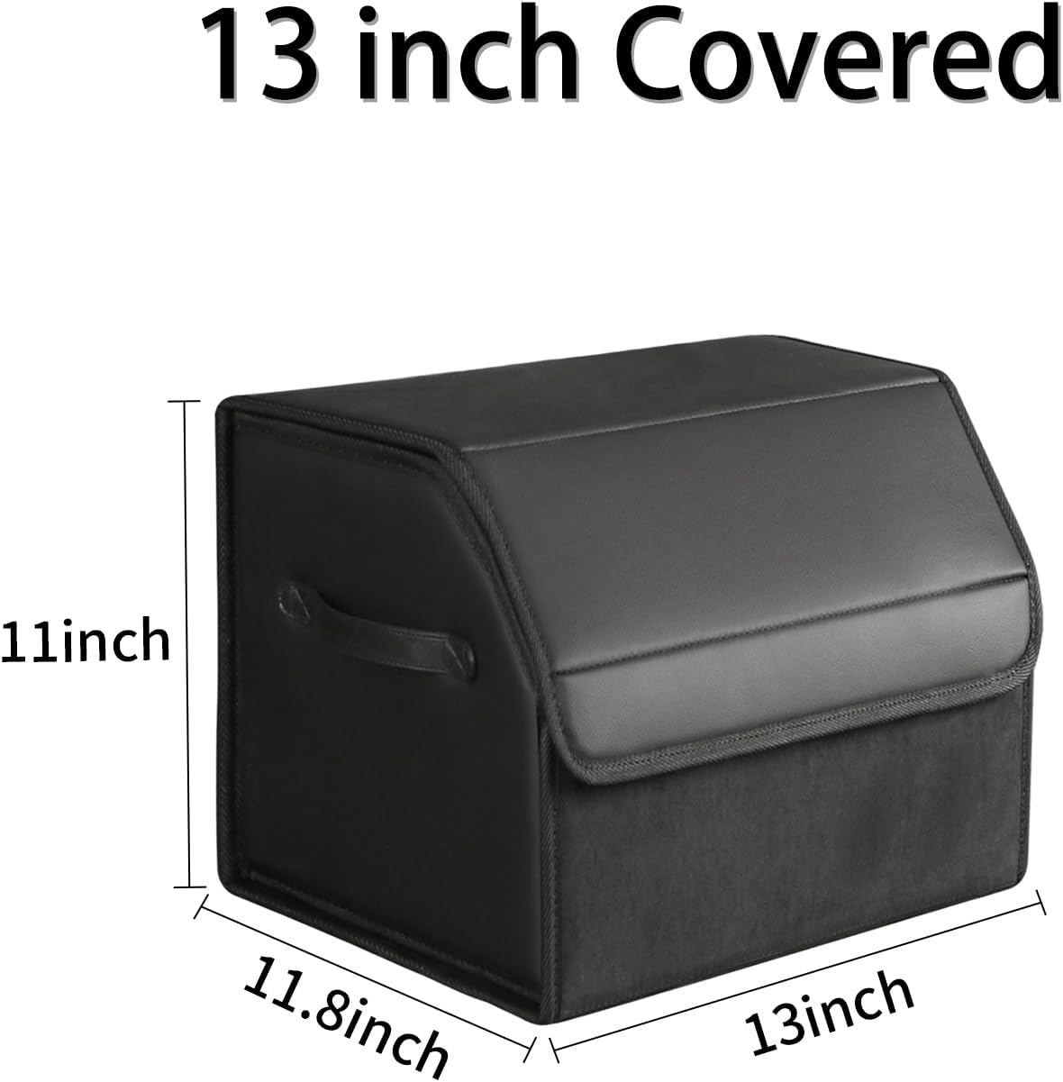 car organizers and storage for SUV,trunk organizer for sedan, leather foldable sleek box with lid,collapsible cargo bins, tool accessories containers,Collapsible Suede velvet (13 inch Covered)