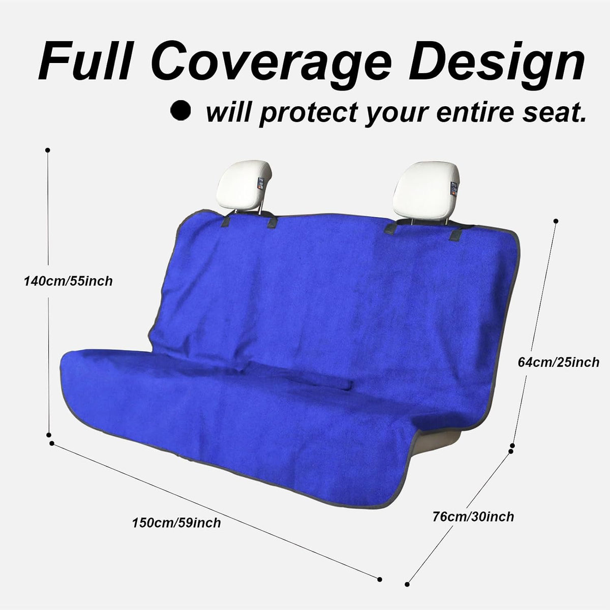 Sweat Towel Car Seat Cover Protector Front Seats for Gym Workout, Running, Swimming, Beach and Hiking, Waterproof Universal Seat Cover for Car, Trucks, Van & SUV (1, Blue, Rear Seat)
