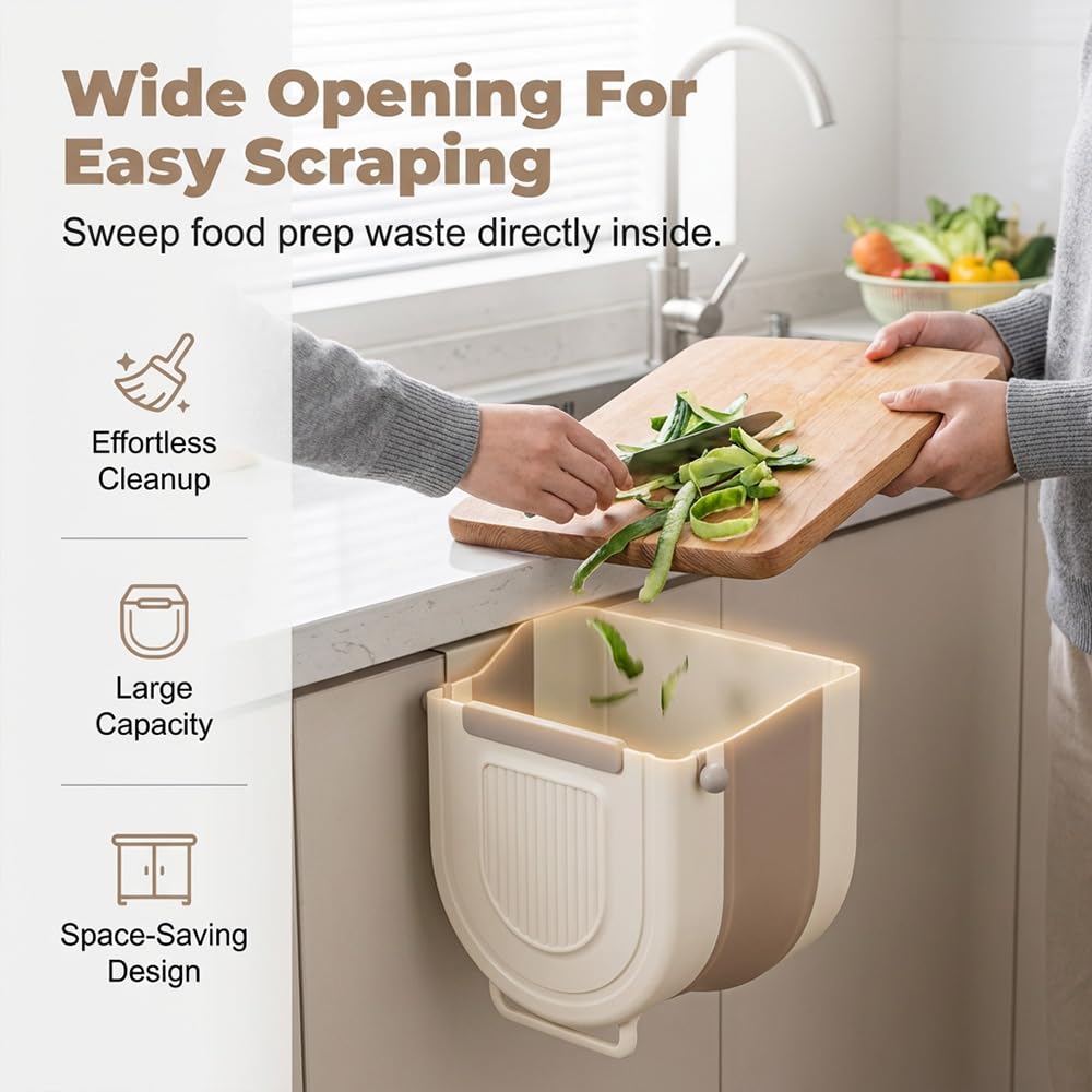 Foldable Trash Can, Collapsible Waste Bin for Kitchen Office Car
