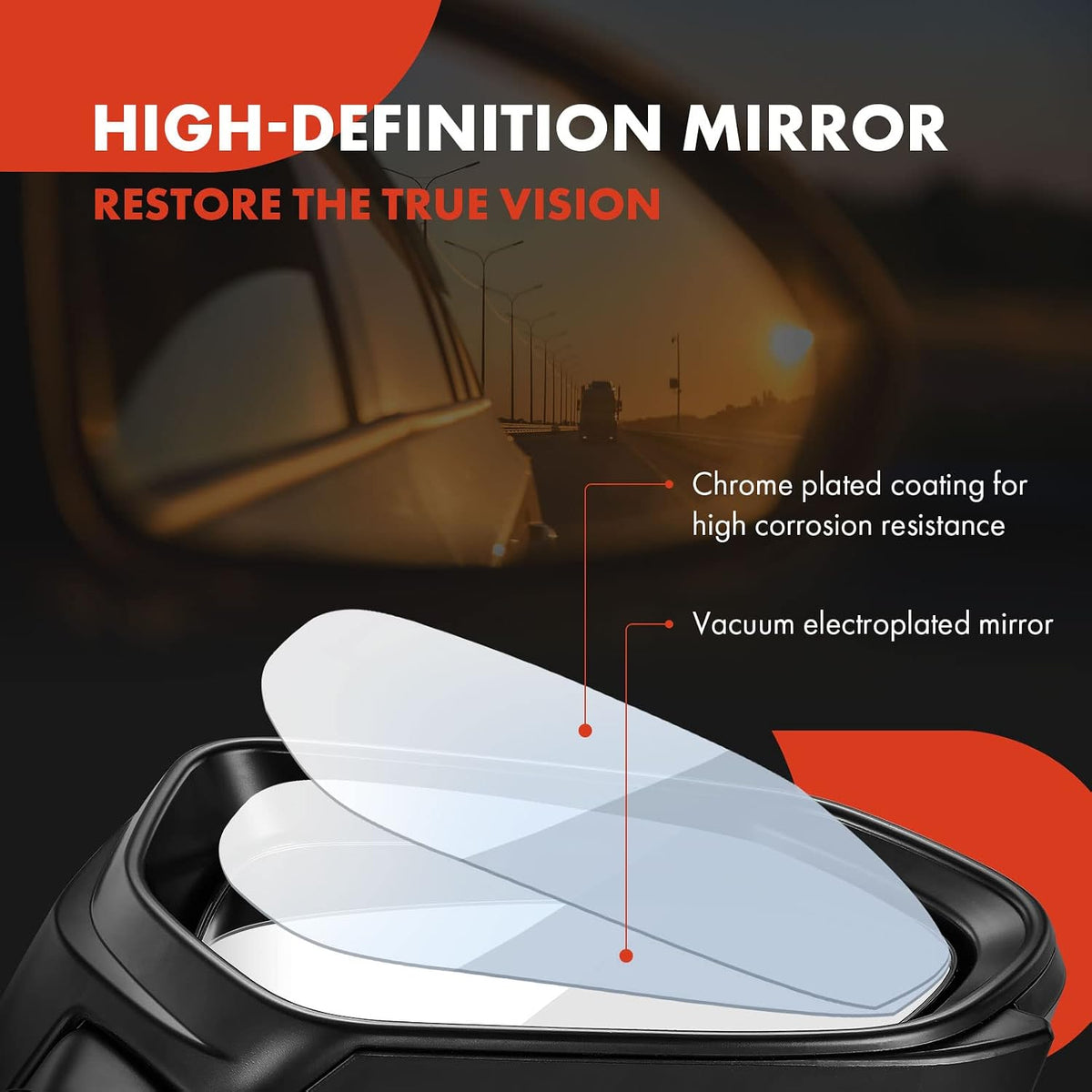 A-Premium Pair (2) Driver and Passenger Power Door Mirror - Compatible with Mazda CX-5 2017-2022 - Non-Heated, Manual Folding, White Outside Rear View Mirror w/Turn Signal and Blind Spot Detection