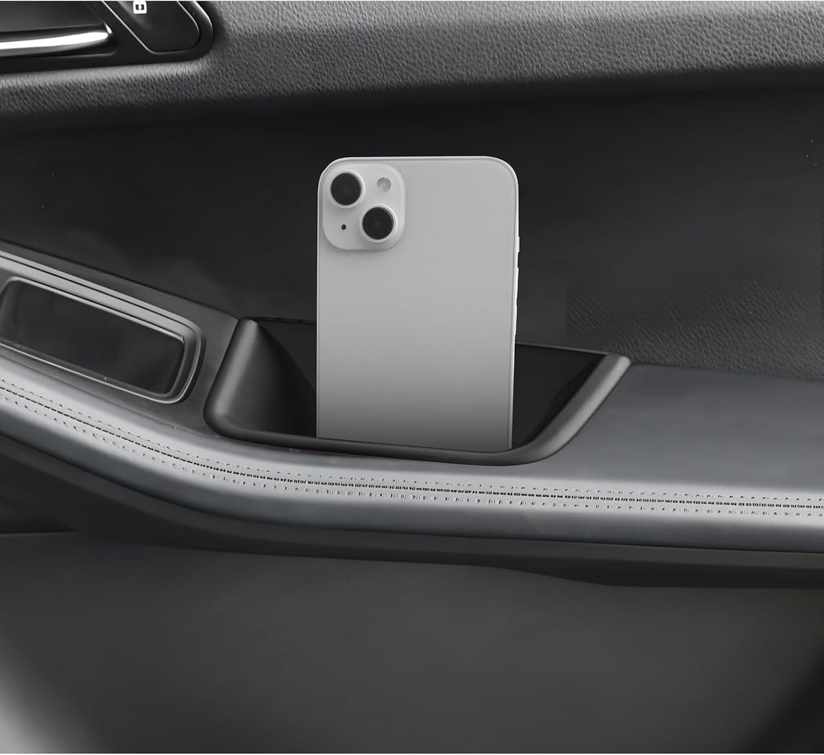 LUWU Door Tray Organizer Compatible with 2015-2026 Porsche Macan S/T/GTS Accessories Center Console Organizer Armrest Console Storage Box Insert Tray ABS Material Black 4PCS (Not for Macan EV)