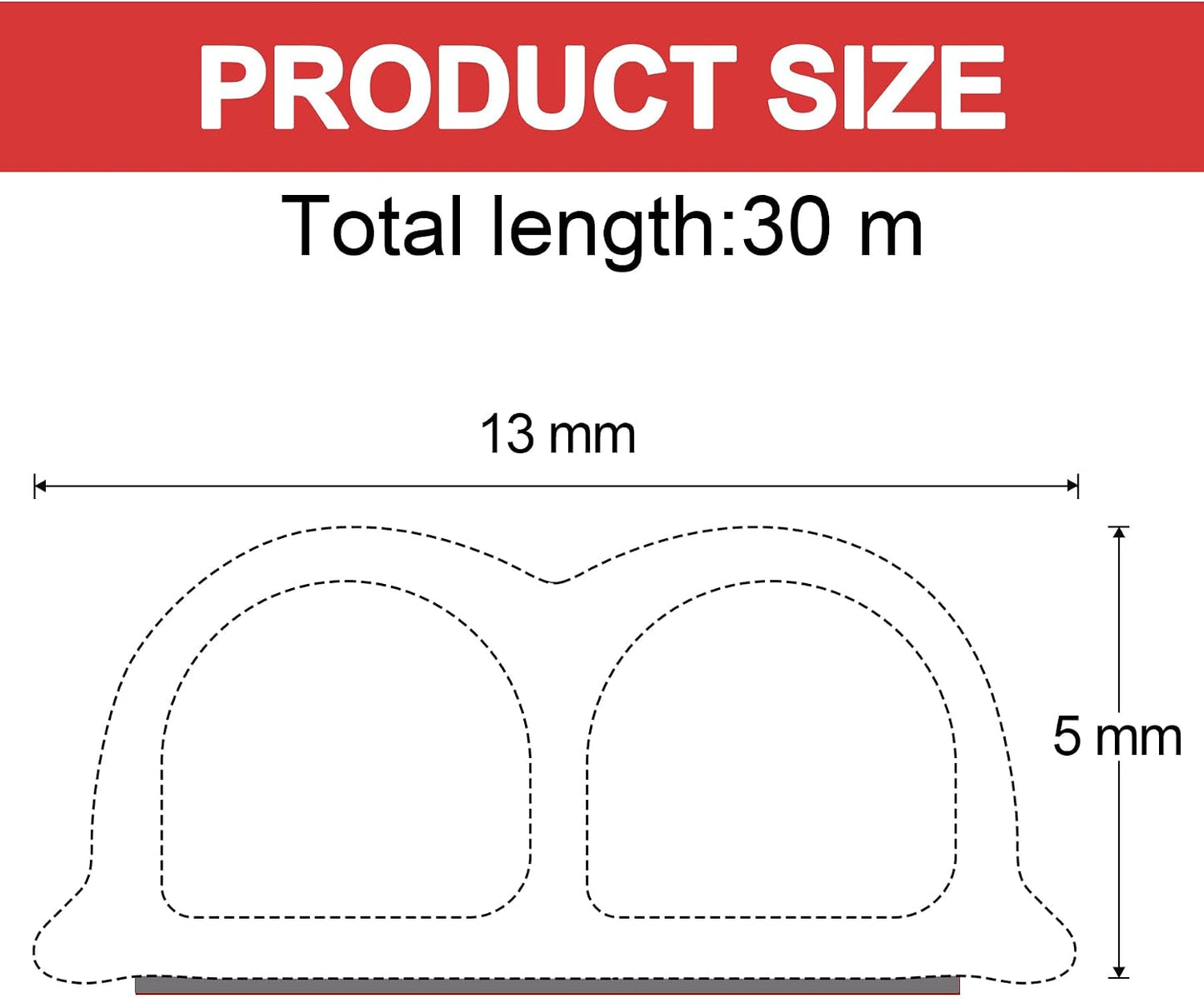 98.4 Feet Universal Self Adhesive Weather Seal Strip, 51/100 x 1/5 Inch Thick, Car Door & Window Weatherstrip with Soundproof Engine Cover