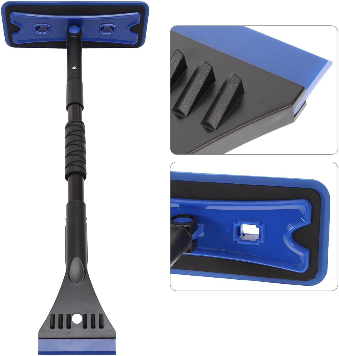 BESPORTBLE Extendable Foam Snow Brush for Car, Detachable EVA Sponge Snow Broom and Ice Scraper for Auto Windshield Blue