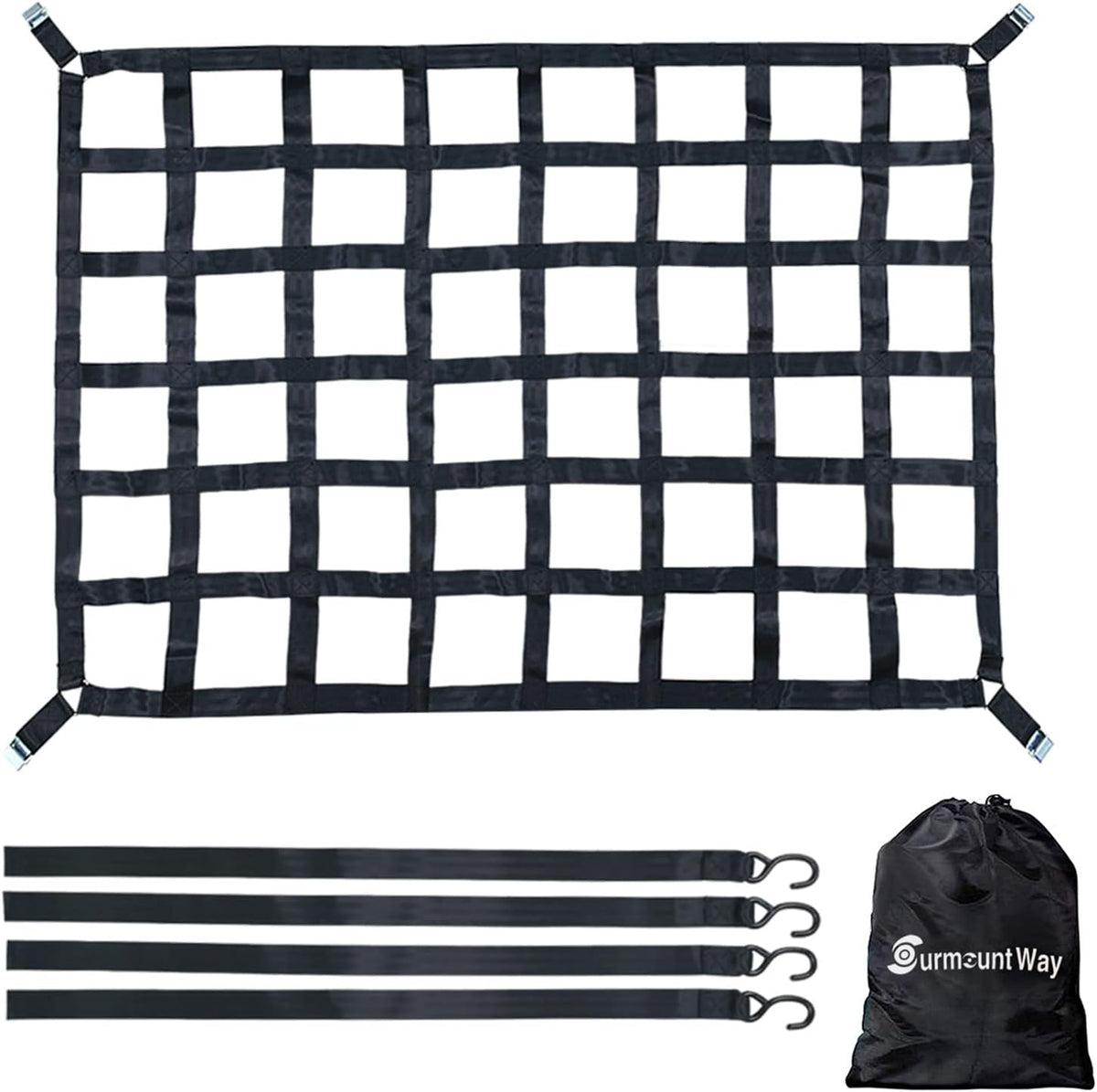 Surmountway 66" x 50" Heavy Duty Cargo Net for Pickup Truck Bed