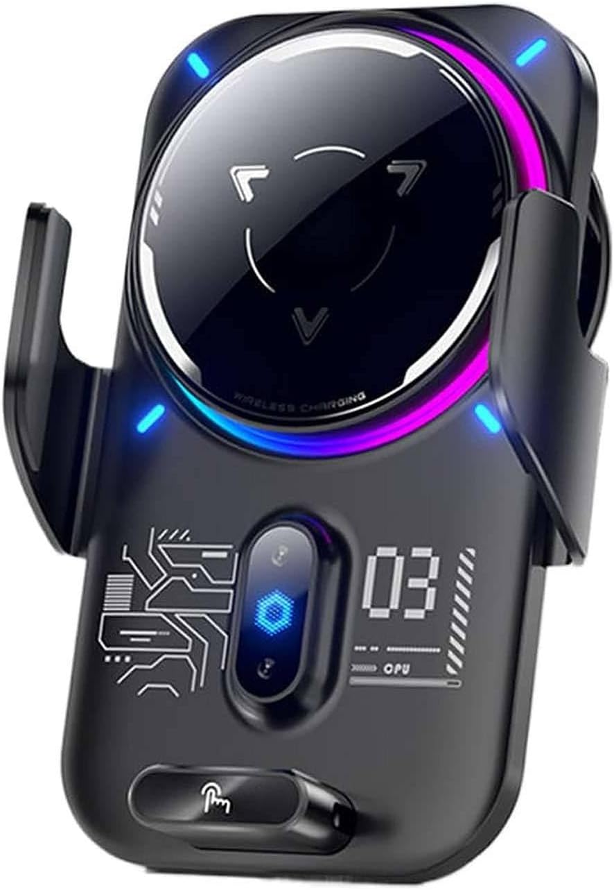 25W/15W Multi-Power Wireless Car Charger with Semiconductor Cooling, New Upgrade Q i2.2 Fast Charging Car Navigation Phone Holder Mount, Infrared Auto-Clamping, Strong Magnetic (Black)