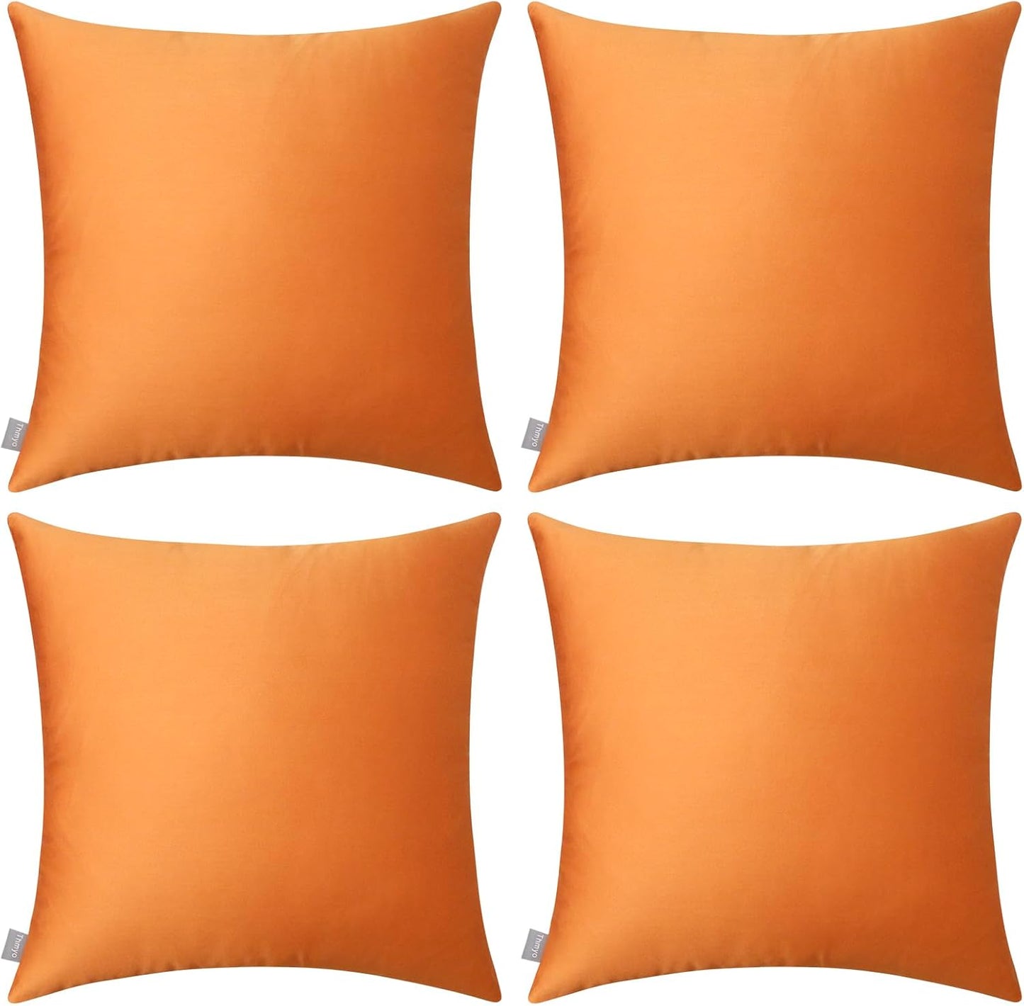 Thmyo 4-Pack 100% Cotton Comfortable Solid Decorative Throw Pillow Cases Square Cushion Cover Pillowcases Thanksgiving DIY Throw Pillow Covers for Sofa Bed Car(20x20 inch/50x50cm,Fall Orange)