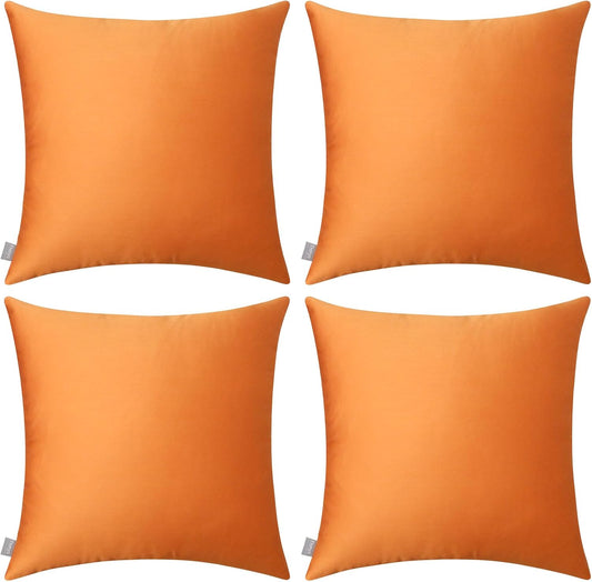 Thmyo 4-Pack 100% Cotton Comfortable Solid Decorative Throw Pillow Cases Square Cushion Cover Pillowcases Thanksgiving DIY Throw Pillow Covers for Sofa Bed Car(20x20 inch/50x50cm,Fall Orange)