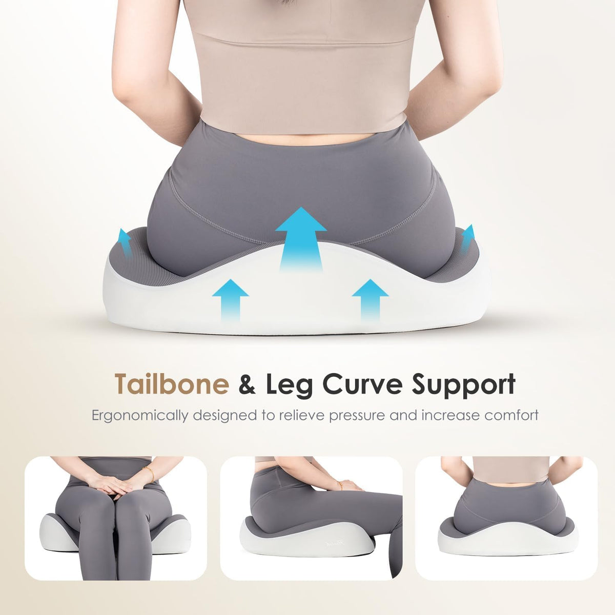 FLORICH Upgraded Ergonomic Memory Foam Car Seat Cushion with Lumbar Support, Non-Slip, Washable Driving Seat Cushion for Back & Sciatica Pain Relief, Large Car Seat Cushion Driver, Office-Gray