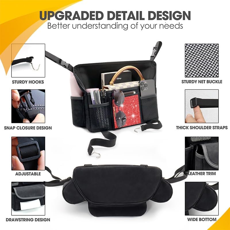 Red Diamond Car Handbag Holder Between Seats Bling Rhinestone Car Storage Bag Large Capacity Purse Phone Automotive Consoles Organizer Safe Barrier of Backseat Pet Kids
