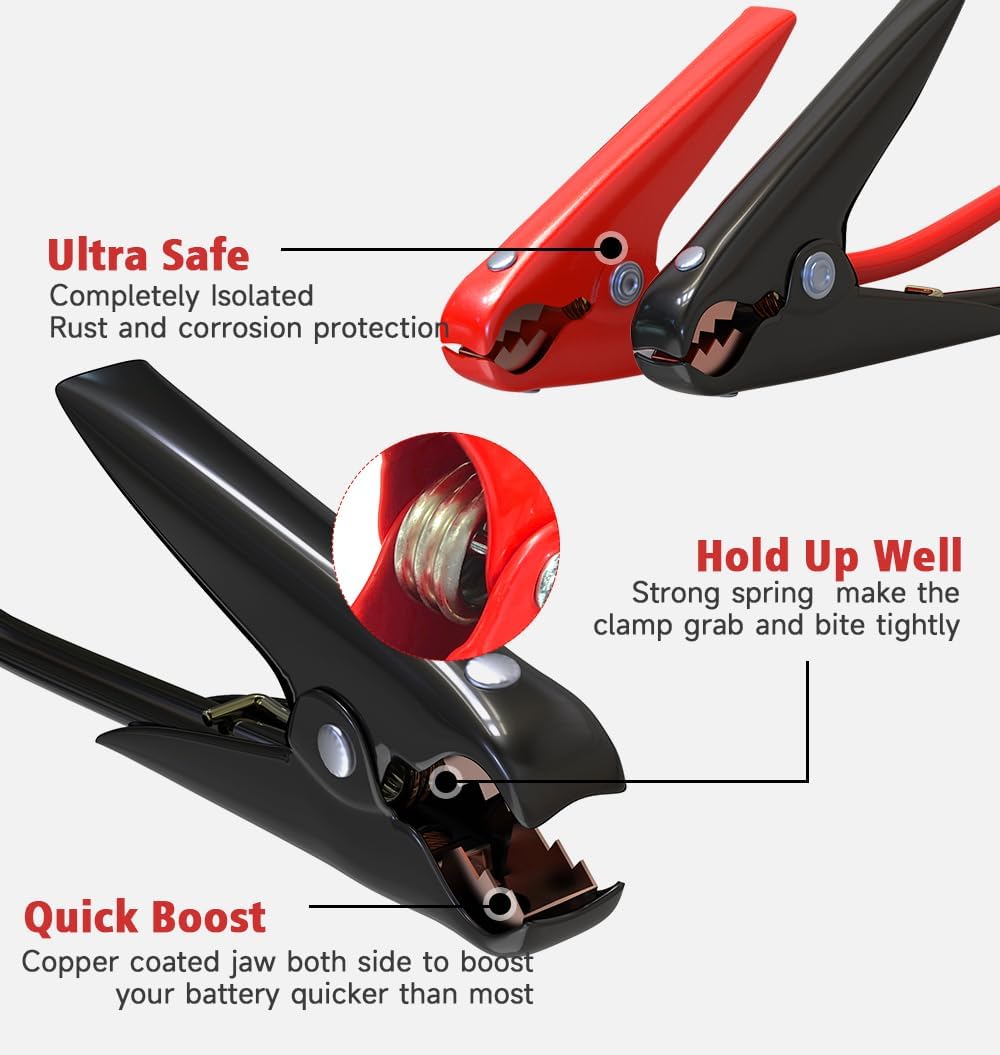 Heavy Duty Jumper Cables, Booster Cables 1 Gauge 25Feet 900AMP Automotive Jumper Cables Kit for Car, SUV, and Trucks with Professional Clamps and Carrying Bag