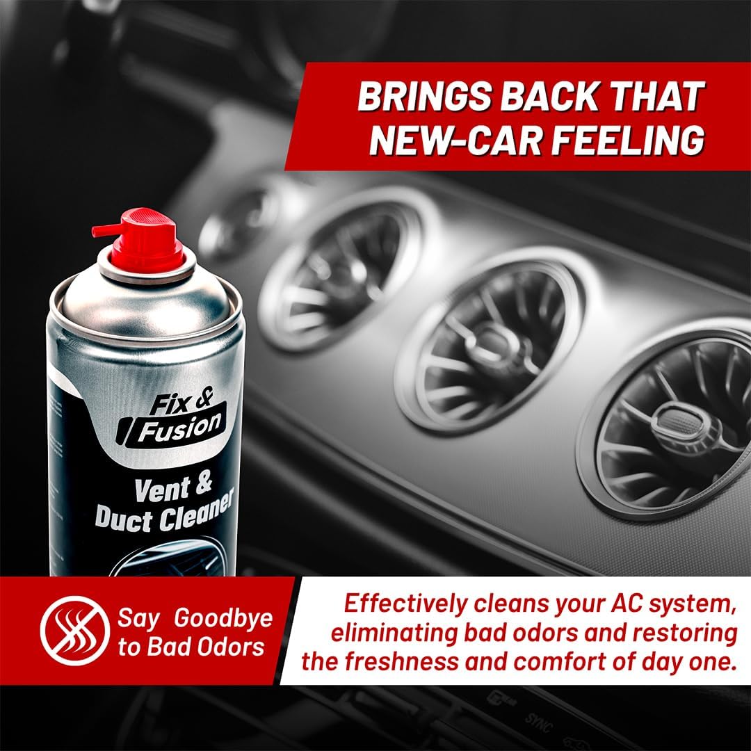 FIX & FUSION A/C Vent and Duct Cleaner | Foaming Spray for Car Air Conditioner | Freshens & Cleans Dust Build-Up | Fast, No-Rinse Formula | Automotive HVAC Refresher & Detailer