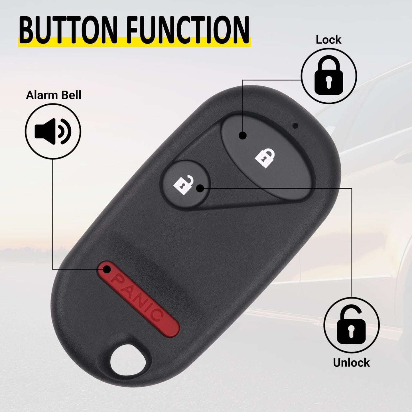 Vurkcy Keyless Entry Remote Car Key Fob fits Honda Pilot 2003 2004 2005 2006 2007/ Honda Civic EX LX DX 2001 2002 2003 2004 2005, Replacement for NHVWB1U523, NHVWB1U521 (Single)