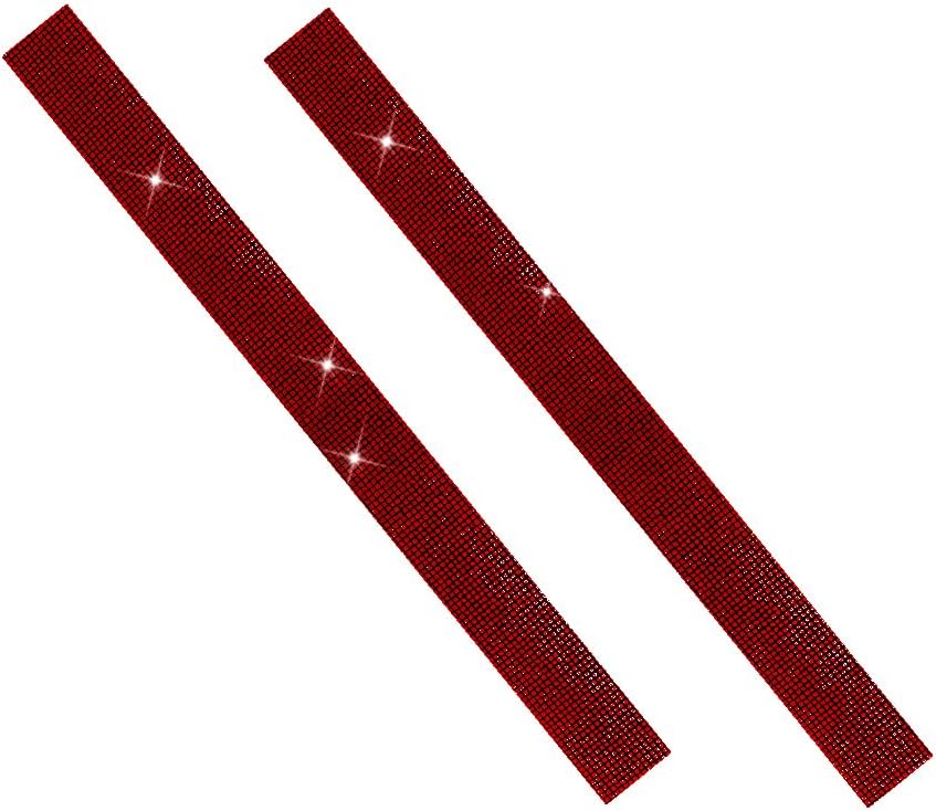 2PCS Bling Car Door Sill Protector, Shiny Crystal Rhinestone Door Edge Entry Guard Cover Strip, Sparkling Anti-Collision Auto Threshold Bumper Scuff Sticker, Universal for Vehicles (Red)