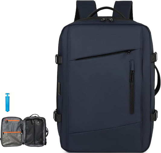 Vacuum Backpack Travel with Pump 60L Expandable Travel Backpack with Seal Compression System Women Men Carry On luggage Backpack Waterproof for Business Trips Weekend Getaways Daily Travel