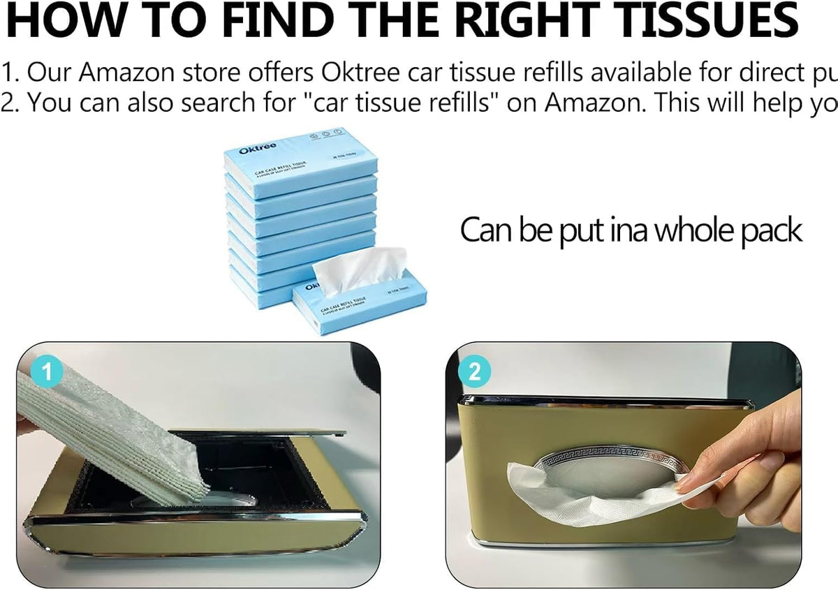 Car Tissue Holder, Armrest & Back Seat Organizer, Beige