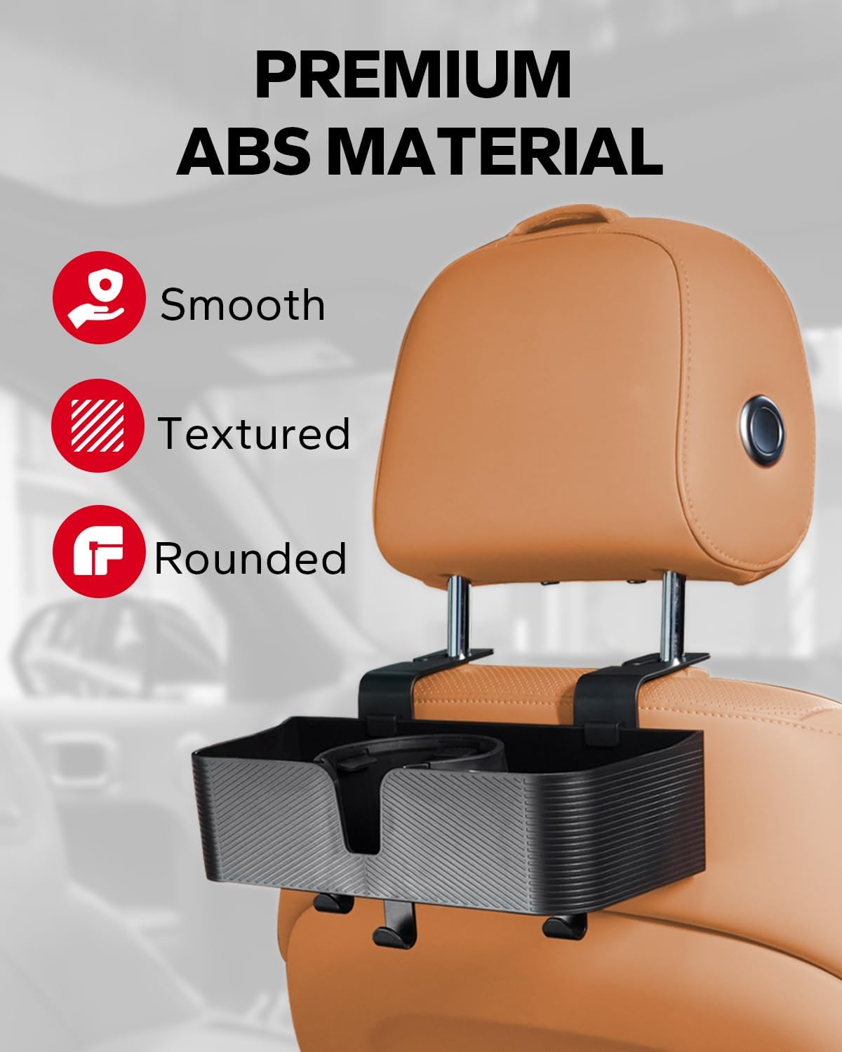 Amazicha Car Headrest Backseat Organizer with Hooks, 3 in 1 Seat Back Organizer Headrest with 3.7inch Cup Holder for Car Backseat Travel Accessories, 2PCS