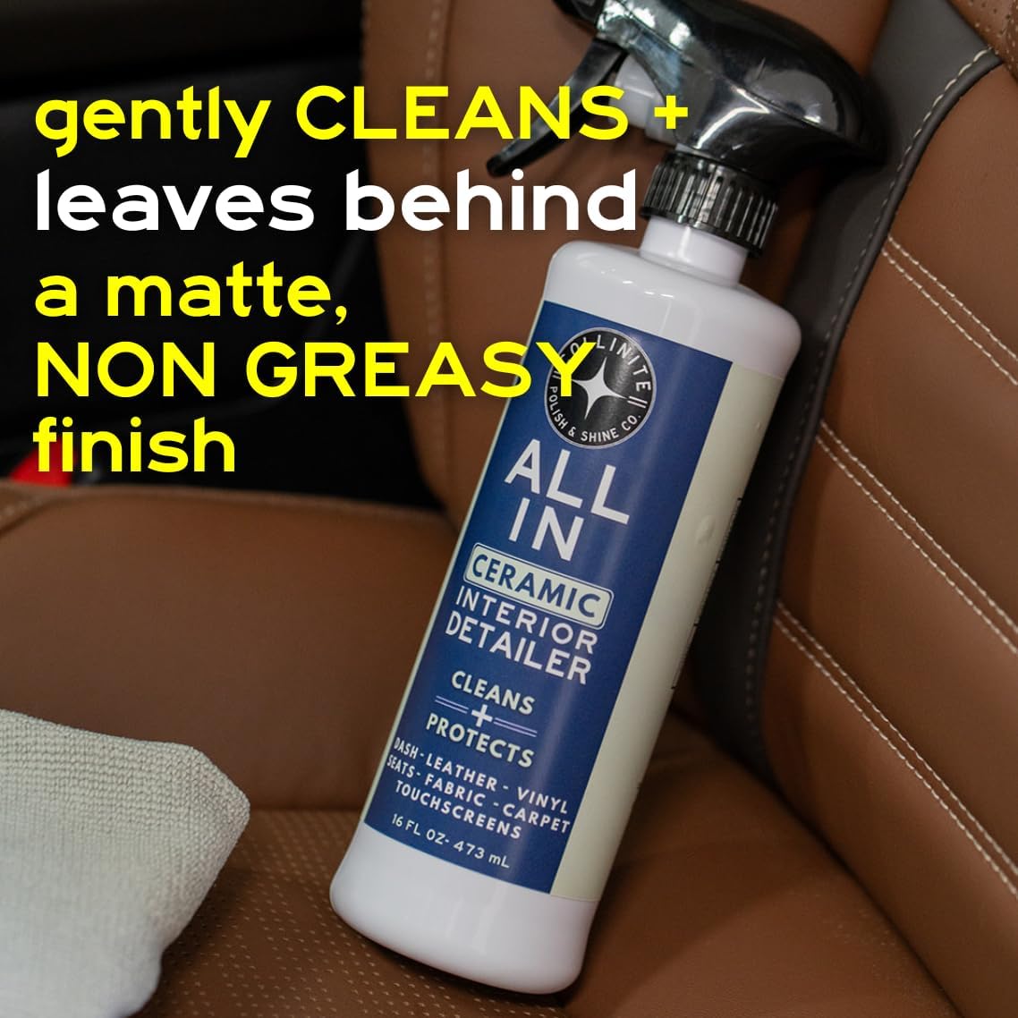 Collinite No. 21 All-In Universal Ceramic Interior Detailer – Easy Spray & Wipe Cleaner + SiO2 UV Protection for Leather, Vinyl, Rubber, Plastic, Fabric & Screens – Fresh Scent – For Cars, Boats, RVs