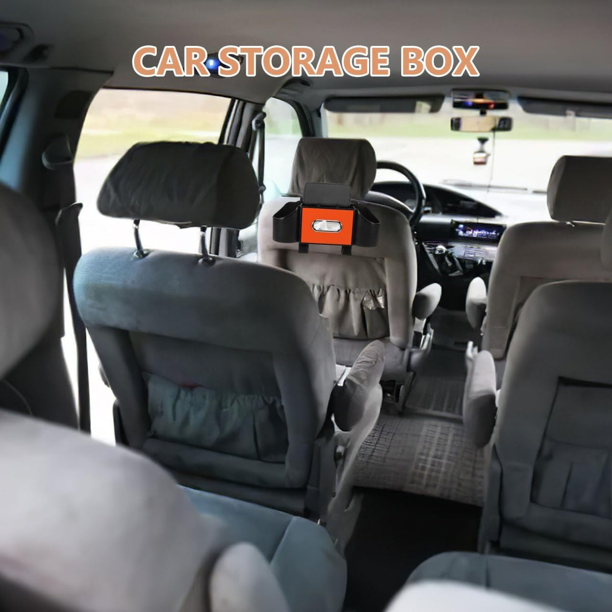 Ciieeo Back Seat Car Organizer with Cup Holder Tissue Box Headrest Hooks Phone and Snack Storage Car Backseat Storage Organizer for Travel SUV Sedan Interior