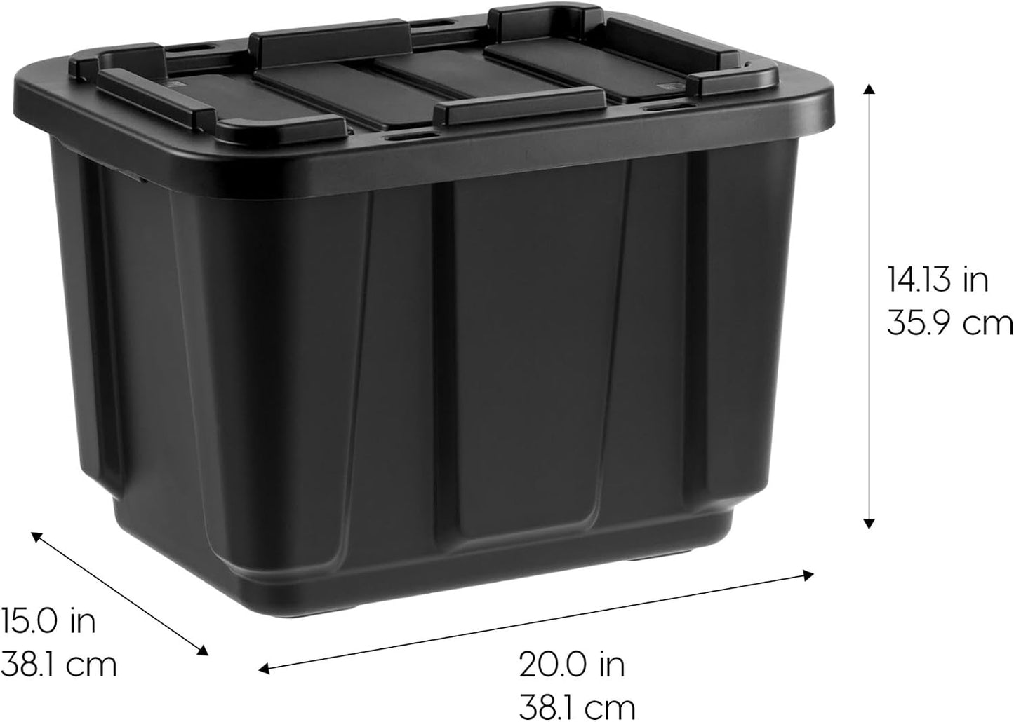 IRIS USA 4-Pack 12 Gallon Storage Bins with Lids |Made in USA| Heavy Duty Plastic Tote Containers for Truckbed Tool Box Organization, Large - Black