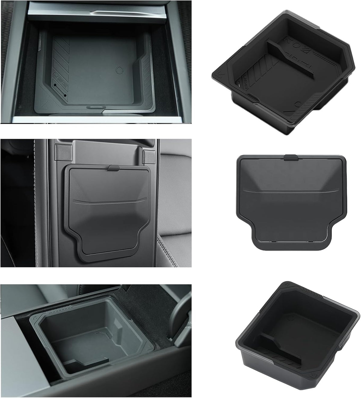 Jawjut Center Console Organizer for 2025 2026 Tesla Model Y Juniper – 3PCS Hidden Console & Armrest Organizer (Black)
