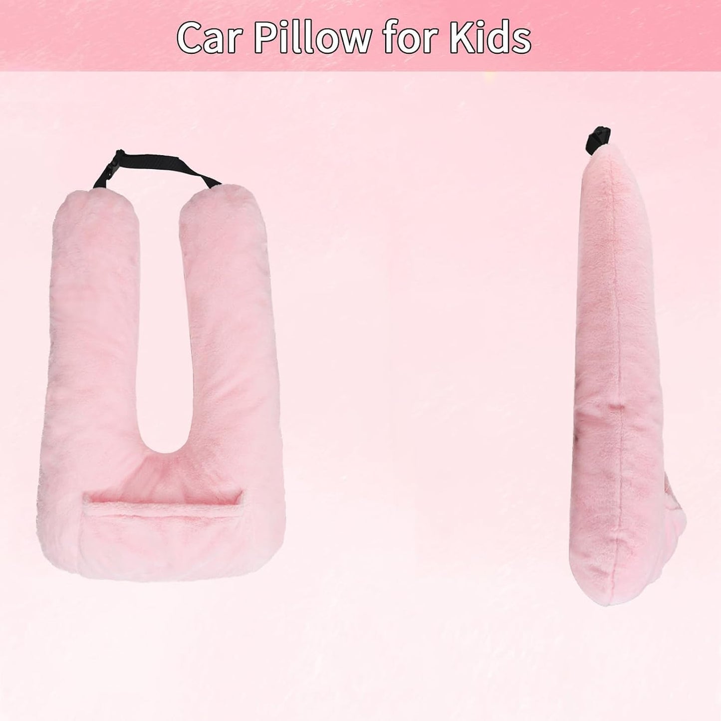 Car Pillow for Kids & Adults, U-Shaped Soft Car Travel Pillow for Sleeping, Head & Neck Support Pillow for Car Seat, Ideal for Road Trips and Long Car Rides, Pink