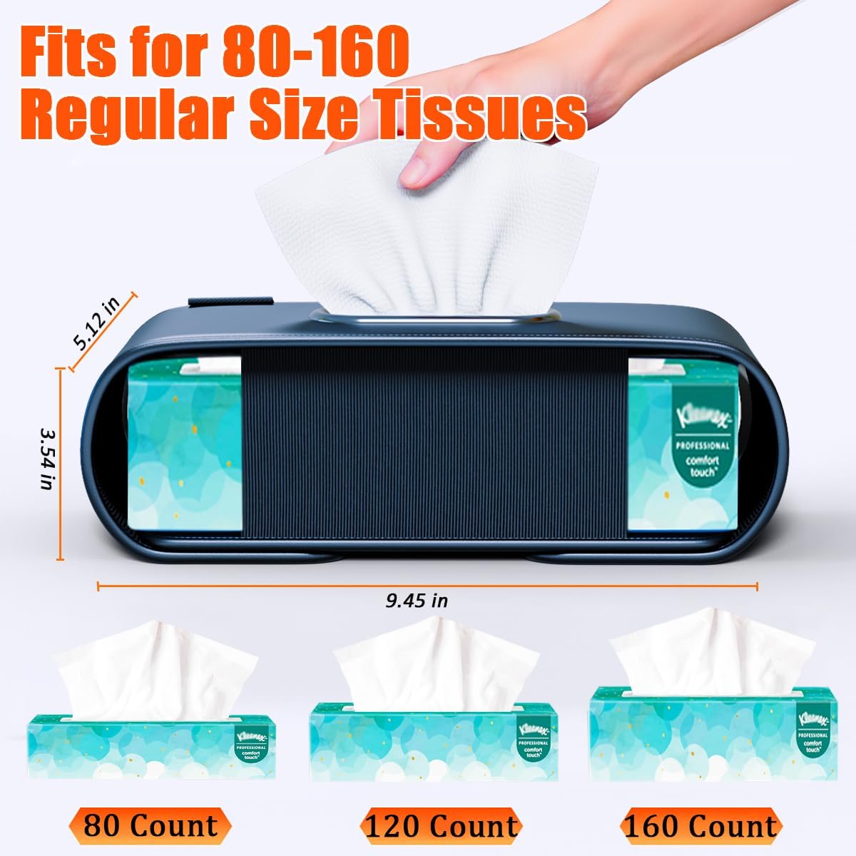Large Car Tissue Holder,PU Leather Car Kleenex Holder,Refill Easily, Black