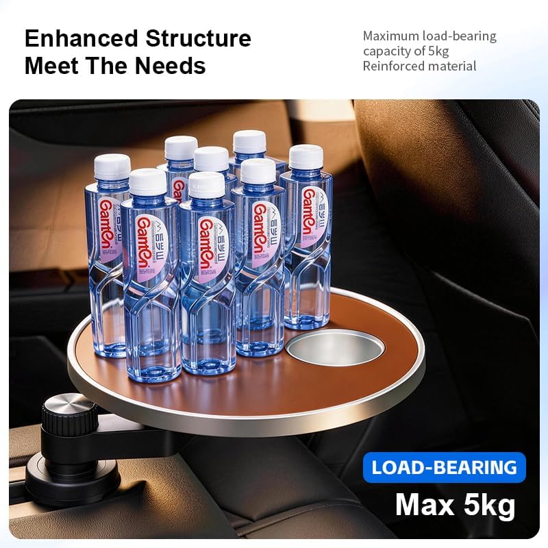 SYDSZ Car Cup Holder Tray, Center Console Mount Car Food Tray Table for Eating, 11 LBS Load Capacity Cup Holder Expander, Universal Car Tray for Drinks, Meals, Laptop, Fits Most Vehicles