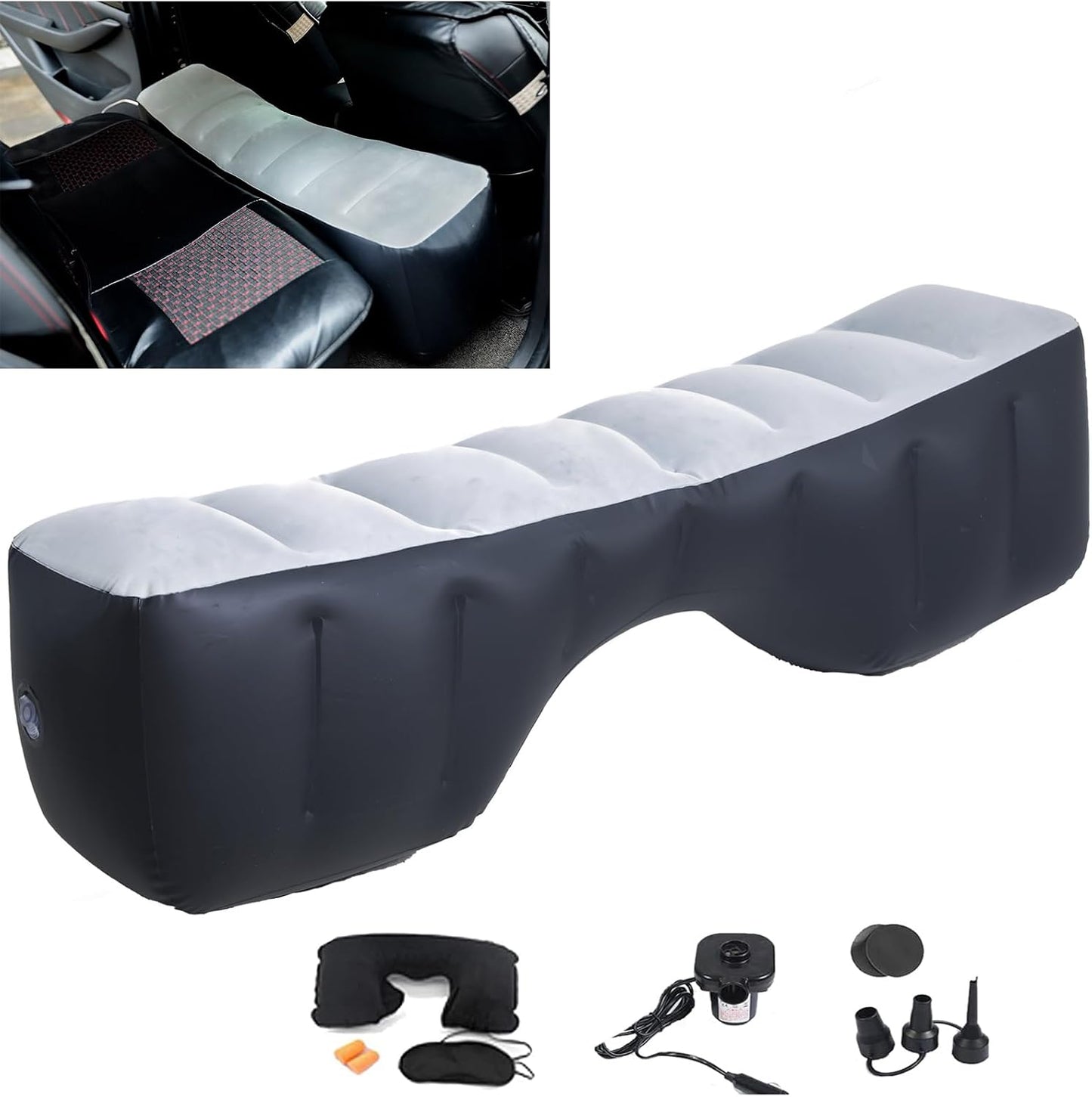 Onirii Inflatable Car Air Travel Mattress Back Seat Gap Pad with Air Pump | 51.2"×10.6"×14.6"Portable Cushion Camping Sleeping Gap Pad Air Couch for Small Compact Car SUV