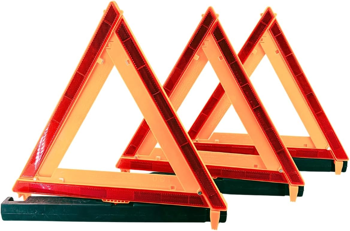 3 Piece Triangle Warning Reflectors for Road Safety, DOT Approved